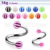 spebe espiral ceja acero quirurgico bolas acrilico uv pelota playa 3mm al por mayor