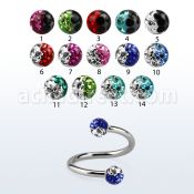 spefr3e espiral acero quirurgico ceja labio bolas multi cristal ferido 3mm colores al por mayor