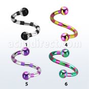spemt espiral ceja acero quirurgico pvd rayas cebra bolas 3mm mayorista
