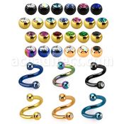 spet2c espiral ceja acero quirurgico anodizado bolas 3mm joya cristal bisel mayorista