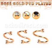 spett2c espiral acero quirurgico pvd oro rosa bolas 3mm joya cristal bisel distribuidor mayorista