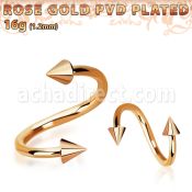spettcn espiral ceja acero quirurgico pvd oro rosa conos 3mm mayorista