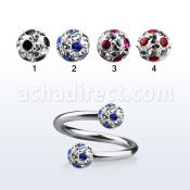 spfr5a espiral acero quirurgico bolas multi cristal ferido 5mm puntos mayorista