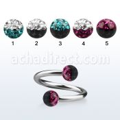 spfr5e espiral acero quirurgico bolas multi cristal ferido 5mm colores mayorista