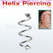 sphecn piercing espiral helix acero quirurgico triple conos acero 4mm mayorista