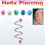 spheop piercing espiral helix acero quirurgico triple bolas opalo 4mm mayorista