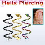 sphetcn piercing espiral helix acero quirurgico triple pvd conos 4mm mayorista