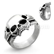 sr173 anillo acero inoxidable brillo espejo calavera alas al por mayor