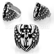 sr341 anillo acero 316l virgen decapitada desnuda alas brillo espejo distribuidor mayorista