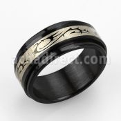 srb30 anillo giratorio acero inoxidable negro tribal estilo dragon distribuidor