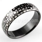 srb54 anillo acero anodizado negro estampado geometrico distribuidor