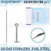 sset03 kit piercings profesional 100 labrets acero quirurgico 316l bola 3mm 100 agujas acero quirurgico esterilizadas distribuidor