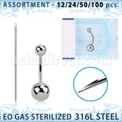 sset04 kit piercings profesional 100 piercings ombligo acero quirurgico 316l 100 agujas acero quirurgico esterilizadas venta