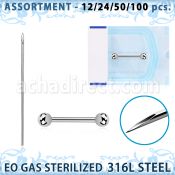 sset08 kit piercings profesional 100 barbells pezon acero quirurgico 316l bolas 4mm 100 agujas acero quirurgico esterilizadas distribuidor
