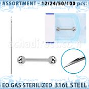 sset09 kit piercings profesional 100 barbells pezon acero quirurgico 316l bolas 5mm 100 agujas acero quirurgico esterilizadas al por mayor