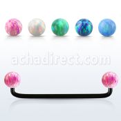 subto5 barbell superficial industrial acero 316l anodizado negro 90 grados bolas opalo 5mm venta