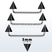 sudcnt5 barbell superficial industrial acero 316l brillo espejo 90 grados conos acero anodizado negro 5mm distribuidor