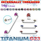 sudtaf5d barbell superficial industrial acero quirurgico rosca interna 90 grados titanio g23 5mm multi cristal ferido colores al por mayor