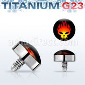 talg11 microdermal titanio g23 disco 4mm logo calavera llamas rosca interna base microdermal 2mm 2 5mm al por mayor