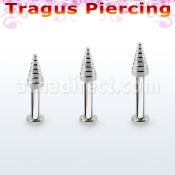 tlbcn4c labret tragus acero 316l base redonda 2 5mm tragus piercing cono 4mm perforado al por mayor