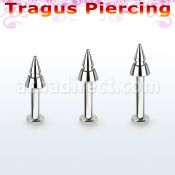 tlbcn4e labret tragus acero 316l base redonda 2 5mm tragus piercing conos 4mm hendiduras distribuidor