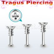 tlbescw2 labret tragus acero 316l base redonda 2 5mm tragus piercing tornillo estrella venta
