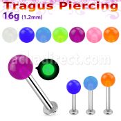 tlbglb4s labret tragus acero 316l base redonda 2 5mm tragus piercing bola 4mm acrilico brilla oscuridad distribuidor mayorista