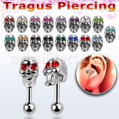 trg24b piercing tragus acero quirurgico calavera acero quirurgico ojos cristal bola cierre acero liso 4mm distribuidor mayorista