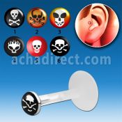 trgl7 piercing tragus bio flex presion plata esterlina 3mm logo calavera distribuidor mayorista