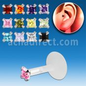 trgz4 piercing tragus bio flexible zirconita cuadrada 2mm parte plata esterlina mayorista