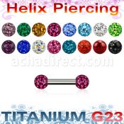 ubber23 titanium g23 helix barbell 3mm multi crystal balls