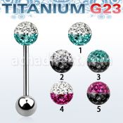 ubbfr6e barbell lengua titanio g23 bola multi cristal ferido 6mm colores bola titanio 5mm inferior al por mayor