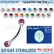 ublk486 eo gas sterilized piercing: titanium g23 eyebrow banana 3mm