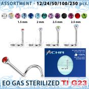 ublk490 surtido piercings surtido 250 50 piercing esterilizado piercing nariz l titanio g23 1mm cristal redondo bisel 1 5mm distribuidor mayorista