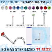 ublk490 surtido piercings surtido 250 50 piercing esterilizado piercing nariz l titanio g23 1mm cristal redondo bisel 1 5mm distribuidor mayorista