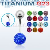 ubnfr8 piercing ombligo titanio g23 bola titanio 5mm bola 8mm multi cristal ferido mayorista