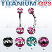 ubnfrsd piercing ombligo titanio g23 bolas 5mm 6mm multi cristal ferido triple linea distribuidor mayorista