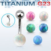 ubnop8 piercing ombligo titanio g23 bola 8mm opalo bola 5mm titanio liso distribuidor mayorista