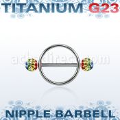 ugfnpe5 pezonera redonda acero 316l barbell titanio g23 bolas multi cristal ferido 5mm bandera gay al por mayor