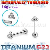 uhein14 titanium g23 internally threaded barbell triple balls