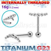 uhein15 titanium g23 barbell 16g beads and ball internal
