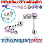 uhein18 titanium barbell descending bezel cz ball internal