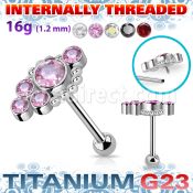 uhein28 titanium barbell 16g cz cluster lower ball internal