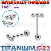 uhein53 titanium g23 barbell 16g three balls ball internal