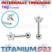 uhein54 titanium barbell 16g flower cz ball internal