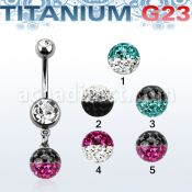 umcd626e piercing ombligo titanio g23 bolas 5 8mm joya bisel bola 8mm multi cristal colores mayorista