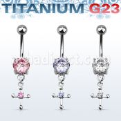 umcdz14s piercing ombligo titanio g23 bolas joya bisel 5mm 8mm cruz zirconia centro 10mm venta