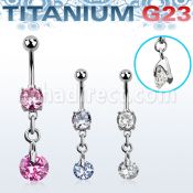 umcdz372 piercing ombligo titanio g23 bolas joya bisel 5mm 8mm zirconia redonda al por mayor