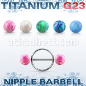 uonpe8 pezonera pezon redonda acero quirurgico barbell titanio g23 bolas opalo sinteticas 8mm distribuidor