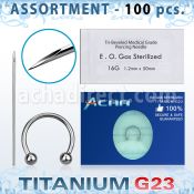 uset07 kit piercings profesional 100 barbell circular titanio g23 bolas 3mm 100 agujas acero quirurgico esterilizadas mayorista